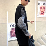 Aidase Spring and Autumn Boyfriend New Patchwork Pullover O-Neck Striped Fashion Loose Minimalist Casual Long Sleeved Sweatshirts