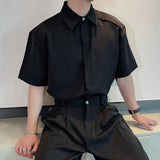 AIDASE  -  Niche Design Men's Shirts Turn-down Collar Solid Color Chic Button Short Sleeve Casual Single Breasted Male Tees New 9W3050 aidase-shop