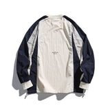 AIDASE  -  New Japanese Outdoor Cityboy Contrasting Sweatshirt Men's Sports Long Sleeved Pullover T-shirt Retro Couple College Loose Tops aidase-shop