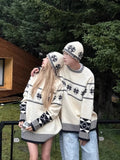 AIDASE  -  Cisas Snowflake round Ne Knitted Sweater Couples Matching American Sle Floral Design Men Women Winter Warm Clothes aidase-shop