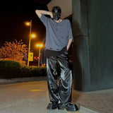 Aidase Metallic Party Nightclub Wide Leg Pants Autumn New Youth Trend Loose Satin Shiny Suit Pants Straight Leg Pants For Men aidase-shop