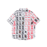 AIDASE  -  Europe American Street Retro Fun Printed Short Sleeved Shirt Men's Trendy Loose BF Casual Half Sleeved Shirts Poker Mahjong Tops aidase-shop
