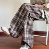 AIDASE  -  Men's Plaid Casual Pants Loose Straight Hong Kong Style Spring Autumn New Fashion Comfortable Breathable Men's Trousers aidase-shop