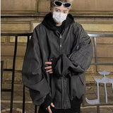Aidase Leather Jackets Men Hooded Fake Two Pieces High Street Cool Handsome Streetwear All-match Coats Casual Designed Trendy PU Ins aidase-shop