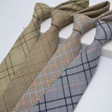 AIDASE  -  British Style Fashion TR Fabric Plaid Neck Ties For Men Formal Brown Khaki Wool Clip Tie Luxury Soft Free Knot Lazy-tie Cravat aidase-shop