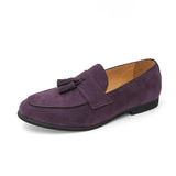 AIDASE  -  Brand Fashion Purple Dress Tassels Loafers Male Business Flats Office Casual Suede Leather Shoes Mens Comfortable Dress Shoes aidase-shop