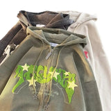 AIDASE  -  American Style Zipper Hoodie Couple Autumn Winter Jacket High Street Versatile New Trendy Brand Retro Street Loose Hoodie aidase-shop