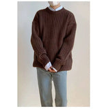 AIDASE  -  Laid-ba Twist Knit Sweater Thiened round Ne Casual Versatile Trendy for Men And Women Autumn Winter Comfortable Loose Fit aidase-shop