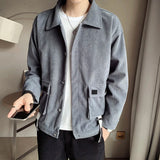 Aidase Male Fashion Coat Spring Autumn Men Corduroy Jacket Slim Fit Vintage Jacket Male Casual Zipper Coats Fashion Solid Color Outwear