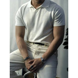 AIDASE  -  Summer Lightweight  Knitted Shirt Short Sleeve Turn-down Collar Men's Business Casual  Color American Retro T-shirt aidase-shop
