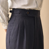 Aidase Linen Straight Pant For Men 2024 Summer Business Gentleman Naples Pant Paris Buckle Drape High Waisted Trousers Men Formal Pant aidase-shop