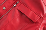 AIDASE  -  Autumn American Vintage PU Leather Coats Men's Loose Short Motorcycle Faux Leather Jacket Couple Metal Zipper Cargo Outwear aidase-shop