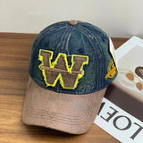 AIDASE  -  Alphabet patch color blocked unisex spring and autumn duckbill cap, outdoor versatile breathable soft top baseball cap aidase-shop