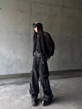 AIDASE  -  Mens Clothing Cross Hollow Wool Knit Hooded Shoulder High Street Loose Sweater Hoodie Zipper Jacket Autumn/Spring ropa hombre aidase-shop