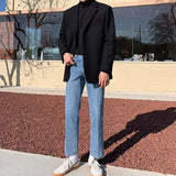 AIDASE  -  Spring Casual Long Sleeve Knit Jumper Tops Men Fashion Solid Color Basic Tees Autumn Vintage Mock Neck Men's Slim Fit Sweaters aidase-shop