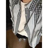 AIDASE  -  American Retro Men's Shirt Design Patchwork Plaid Long Sleeved Coat Fashionable Casual Thin Male Clothing aidase-shop