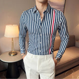 Aidase Fashion Lapel Button Korean Striped Shirts Men's Clothing 2025 Spring Autumn New Loose All-match Tops Casual Long Sleeve Shirts