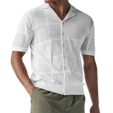 AIDASE  -  Summer New Men's knitted Polo Shirts Thin Hook Flower Hollow Out Short Sleeve Cardigan Tops Fashion Sexy Casual Knitwear aidase-shop