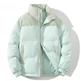 Aidase Winter Parkas Jacket Men Women Solid Patchwork Parkas Coat Loose Warm Thick Couple Jacket Korean Outwear Male Unisex Pink Green aidase-shop