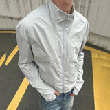 AIDASE  -  New Summer Men'a Jackets Solid Color Stand Collar Zipper Mesh Patchwork Sun-proof Clothing Solid Color Male Coats
