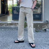 AIDASE  -  New Simple Men's Casual Pants Solid Color Drawstring Straight Leg Casual Elastic Waist Cleanfit Male Loose Bottom 9W3116 aidase-shop