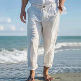 AIDASE  -  Vacation Beach Stylish Casual Pants Mens  Spring Summer Leisure Loose Straight Linen Trousers Men Fashion Solid Color Pants aidase-shop