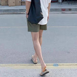 AIDASE  -  Daily Leisure Mens Shorts Linen Solid Color Simple Loose Bottoms Men Spring Summer Men Beach Casual Drawstring Shorts aidase-shop