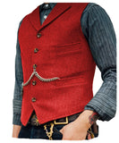 Aidase Business Waistcoat Jacket Casual Slim Fit Gilet Homme Vests for Groosmen Man Wedding Men's Suit Vest Brown Wedding Wool Tweed aidase-shop