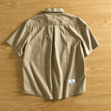 AIDASE  -  Men's Khaki Cotton Short Sleeve Polo Shirt Casual Button Loose Fit Breathable Workwear Daily Tops aidase-shop