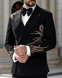 AIDASE  -  Black Handsome Business Men Suits With Beads Handmade 2-Pieces Jacket Pants Custom Made Designer Wedding Formal Occasion M-M2701 aidase-shop