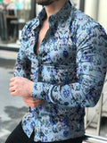 AIDASE  -  Men's Fashionable All-Match Long-Sleeved Shirt Printed Casual Flower Shirt aidase-shop