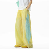 AIDASE  -  Sports Men Patchwork Elastic Waist Pants Wilde Leg Contrast Color Casual Loose Fit Male Trousers Summer Colorful 9W3261 aidase-shop