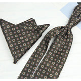 AIDASE  -  2PCS Neck Ties Set Fashion Paisley Striped Neckties Gentlemen Daily Wear Navy White Block Pocket Square Wedding Tuxedo Accessory aidase-shop