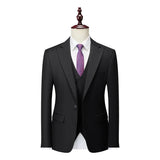 AIDASE  -  Korean-Style Slim-Fit Solid Color Suit Three-Piece Men's Wedding Dress Best Man Suit Business Career Ceremonial Clothing aidase-shop