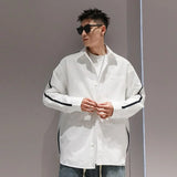 Aidase  Men Clothing Trendy Contrast Color Patchwork Oversize Streetwear Shirt Vintage Harajuku Korean Casual Long Sleeve Irregular Tops