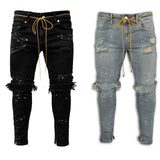 AIDASE  -  New Men's Slim Pants Holes New Painted Jeans for Men aidase-shop