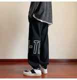 AIDASE  -  American Letter Print Casual Pants Fall Trend Large Size Drawstring Leg Sweatpants Loose Sports Casual Pants Women Men Clothing aidase-shop