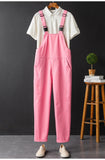AIDASE  -  Men Pink Bib Overalls Casual Adjustable Suspenders Jumpsuits Y2K Loose Straight Pants aidase-shop