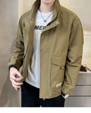 Aidase Versatile Autumn Winter Men Solid Casual Loose Simple Aviator Jacket Jacket Coat Soft Retro Pocket Business Casual Zipper aidase-shop