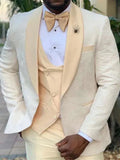AIDASE  -  3 Pieces Men Suits Tailor-Made Fashion Flower Pattern Slim FIt Light Orange Blazer Vest Pants Wedding Business Groom aidase-shop