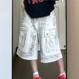 AIDASE  -  Summer New High Street Workwear Denim Shorts 2025 Tie-dyed Pocket Design Korea Fashion Male Trousers aidase-shop