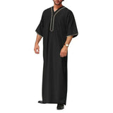 AIDASE  -  Men's Muslim Robes Middle East Arab Ramadan Islamic Button V-neck Clothing Solid Casual  Long Sleeve T-shirt Dress Tunic Tops ﻿ aidase-shop