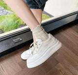 AIDASE  -  Spring New Women's Platform Wedge Sneakers Thick Sole Height Increasing Casual Fashion Versatile Lace up Board Shoes aidase-shop