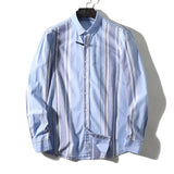 AIDASE  -  Men's Fashion Business Wedding Work Gentleman Cotton Button Point Collar Color Stripe Commuter Long Sleeve Casual Shirt aidase-shop