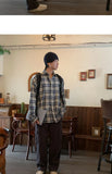 AIDASE  -  Oversized Men's Plaid Long Sleeve Korean Style Shirt, Trendy Loose Plaid Shirt, Handsome Jacket, Unisex American Retro Plaid aidase-shop