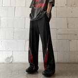 AIDASE  -  Contrasted Color Splicing Fork Pants Summer Design Niche Zipper Straight Pants European and American Hiphop Street Blowout Pants