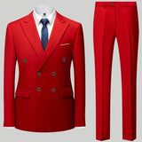 Aidase  Fashion New Men's Casual Boutique Double Breasted Suit Trousers / Man's Business Suit Jacket Blazers Coat Pants 2 Pcs Set aidase-shop