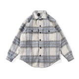 Aidase Jack Autumn and Winter Soft Plaid Long Woolen Shirt Jacket Mens Long Sleeve Checkered Top Male Oversized Jacket Outwear aidase-shop