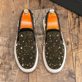 AIDASE  -  Men Casual Fashion Board Shoes Black Gold Men Lightweight Comfortable Brand Loafers British Business Office Travel Shoes 38-45 aidase-shop