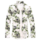 AIDASE  -  New Men's Shirt Autumn Stretch Print Large Size Long Sleeve Flower Shirt, Blue, White, Black Shirt Asia Size M-7XL aidase-shop